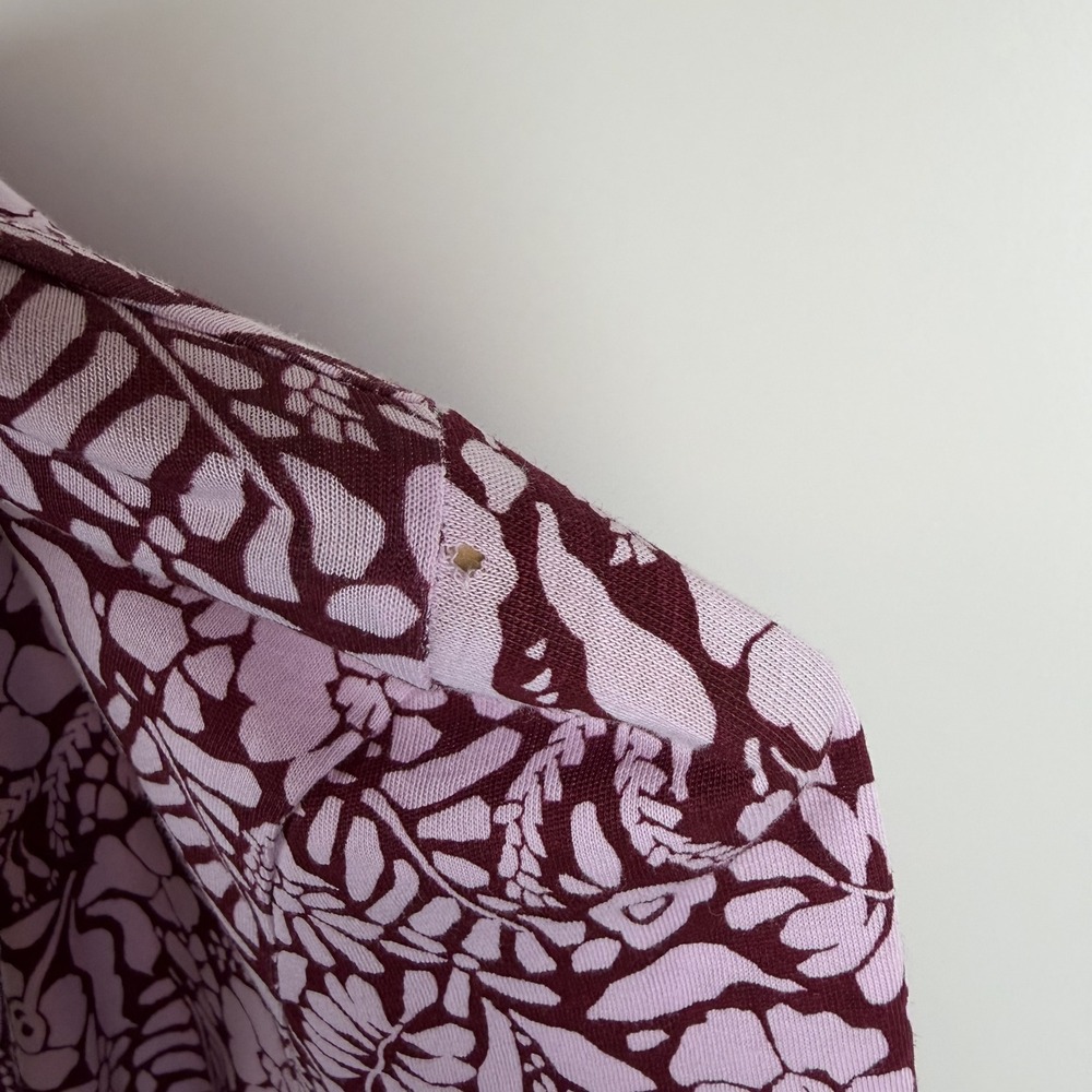 J Crew Floral Tissue Turtleneck Top Large Burgundy Cotton Lightweight Preppy - Picture 4 of 9